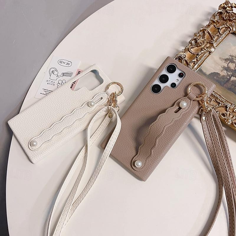 Phone Case For Samsung Galaxy S25 S24 S23 S22 Plus  Ultra S23 FE A55 5G A35 5G A25 A15 A14 for Women Girl with Stand Holder Ring Holder with Lanyard Retro TPU PU Leather2