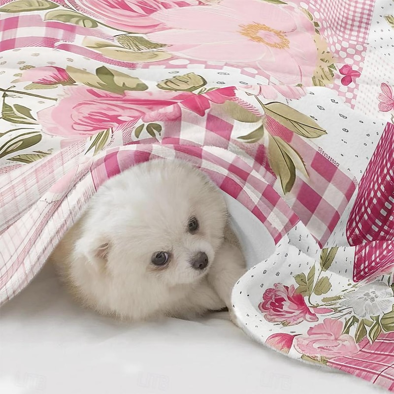 Patchwork Country Pattern Throws Blanket Flannel Throw Blankets Warm All Seasons Gifts Big Blanket 13