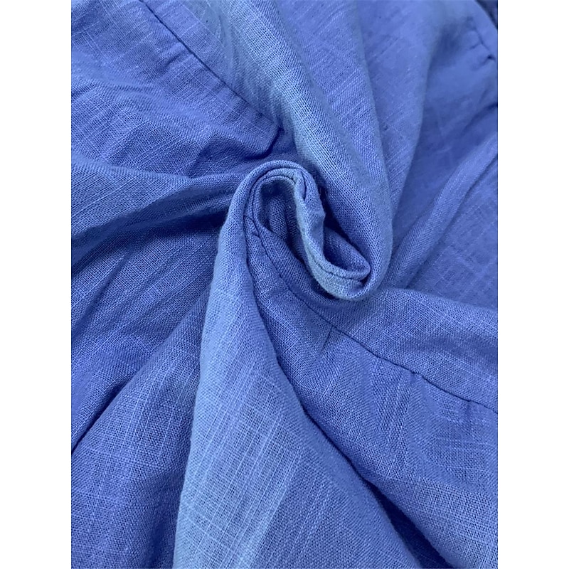 Women's White Yellow Blue Summer Spring Maxi long Dress Maxi Dress White Dress Shirt Dress Cotton Linen Dress Vacation Basic Modern Daily Weekend Loose Fit Plain V Neck 7