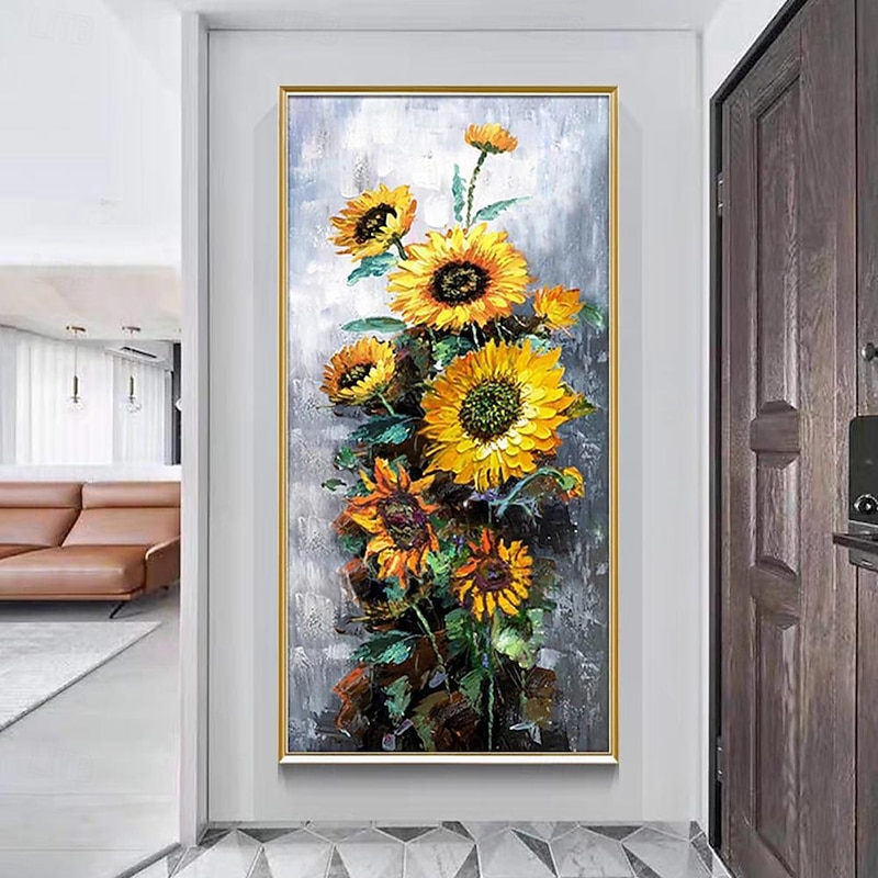 Mintura Handmade Sunflower Oil Paintings On Canvas Wall Art Decoration Modern Abstract Picture For Home Decor Rolled Frameless Unstretched Painting3