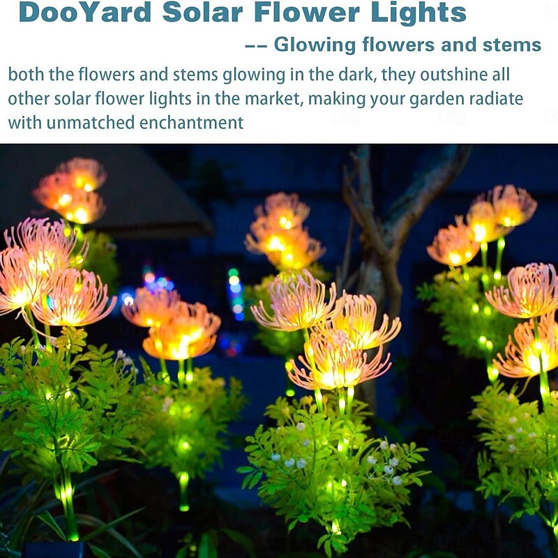 2PCS Solar Garden Lights Outdoor Waterproof Luminous Flower Lawn Lights Villa Park Street Yard Walkway Landscape Decoration4