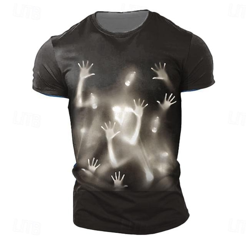 Men's Graphic Reflection T Shirt Short Sleeve T shirt 3D Print Crew Neck Shirt Retro Vintage Casual Street Style Sports Outdoor Holiday Going out Black Red Gray Spring & Summer Clothing Apparel S M L3