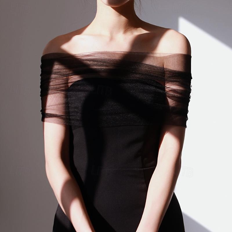 Women's Wrap Bridal's Wraps Elegant Romantic Sleeveless Tulle Wedding Wraps With Pure Color For Wedding Summer2