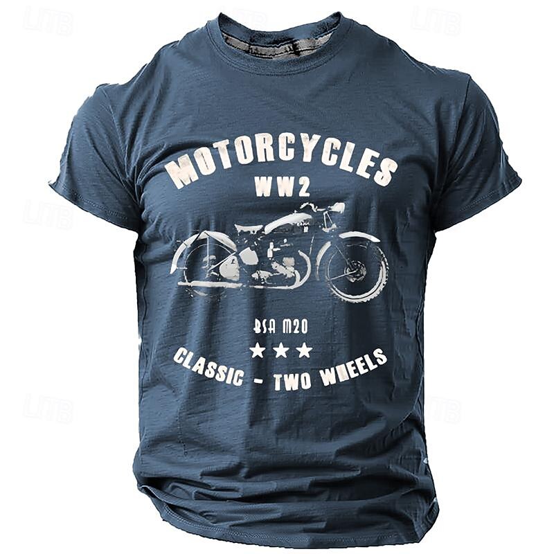 Men's Graphic Motorcycle T Shirt Tee Top Short Sleeve T shirt 3D Print Crew Neck Shirt Daily Designer Retro Vintage Sports Outdoor Holiday Going out Black Navy Blue Army Green Spring & Summer3