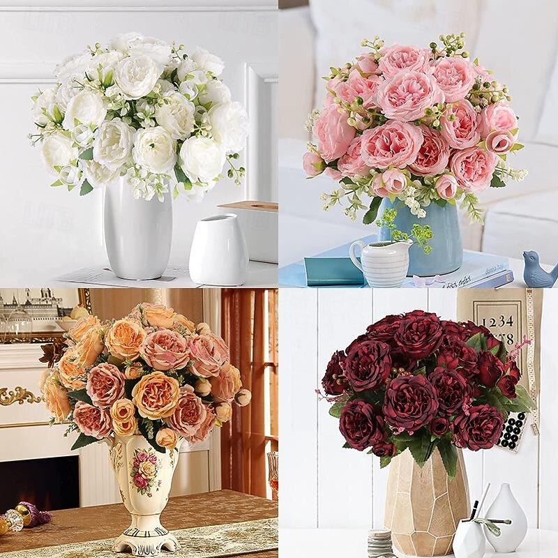 Artificial Peonies 5-head Silk Artificial Flower Bouquet Rose Silk Flower Artificial Flower Daisy Home Decoration Flower2