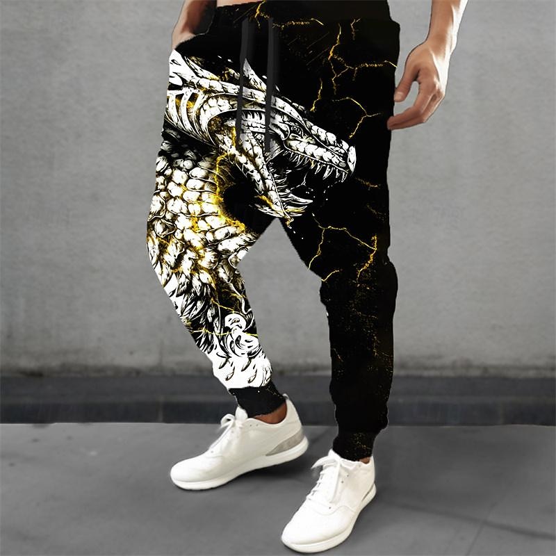 Dragon Guardian x LU | Men's Dragon Mythical Creature Dark Style Streetwear Sweatpants3