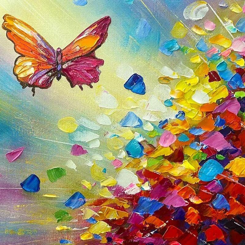 Handmade Oil Painting Canvas Wall Art Decoration Abstract Animal Butterfly for Home Decor Rolled Frameless Unstretched Painting3