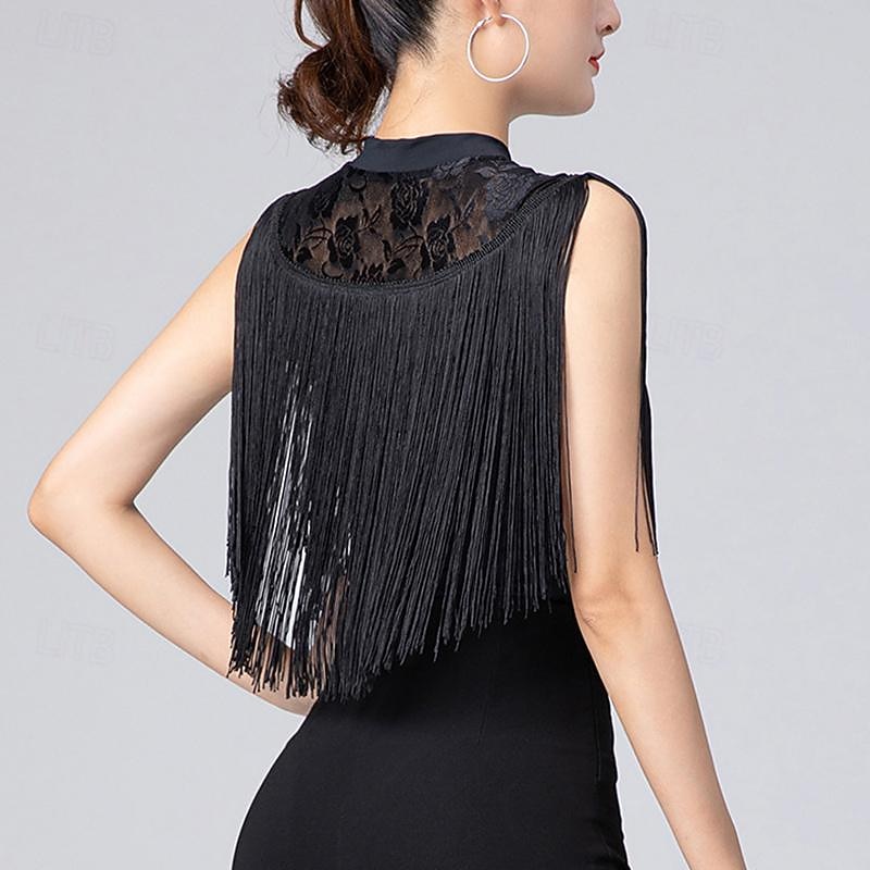 Latin Dance Ballroom Dance Leotard / Onesie Lace Tassel Pure Color Women's Performance Training Sleeveless High Nylon3