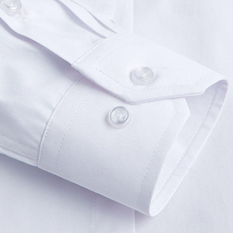 Men's Chinese Collar Shirt Mandarin Collar Shirt Dress Shirt Collared Shirt Button Up Shirt Plain Wedding Party Black White Navy Blue Long Sleeve Grandad Collar All Seasons Clothing Apparel Collared3