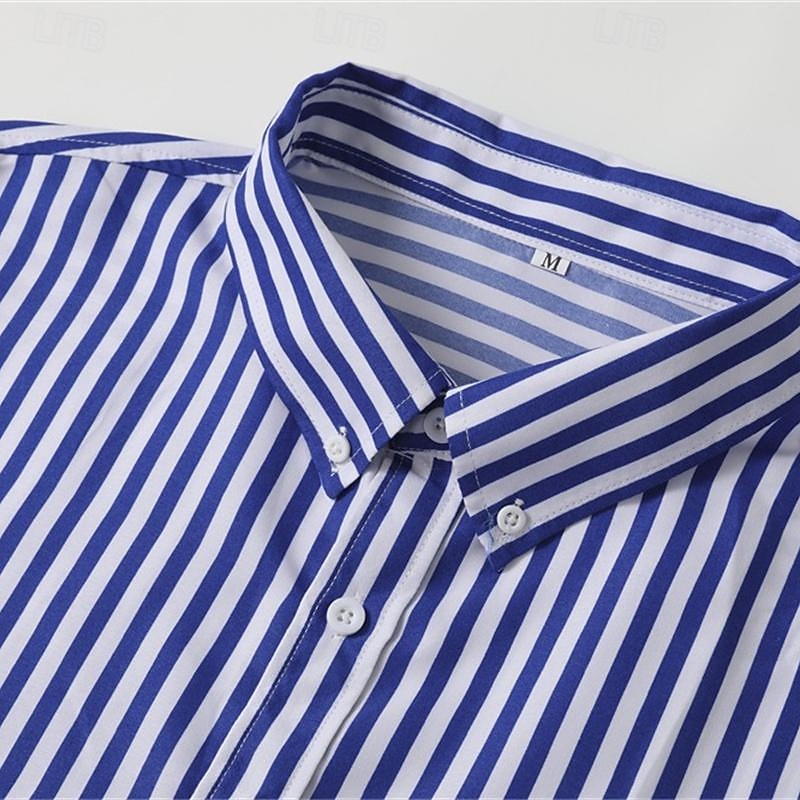 Men's Shirt Summer Shirt Button Up Shirt Casual Shirt Black Red Blue Long Sleeve Stripes Lapel Daily Vacation Clothing Apparel Fashion Casual Comfortable4