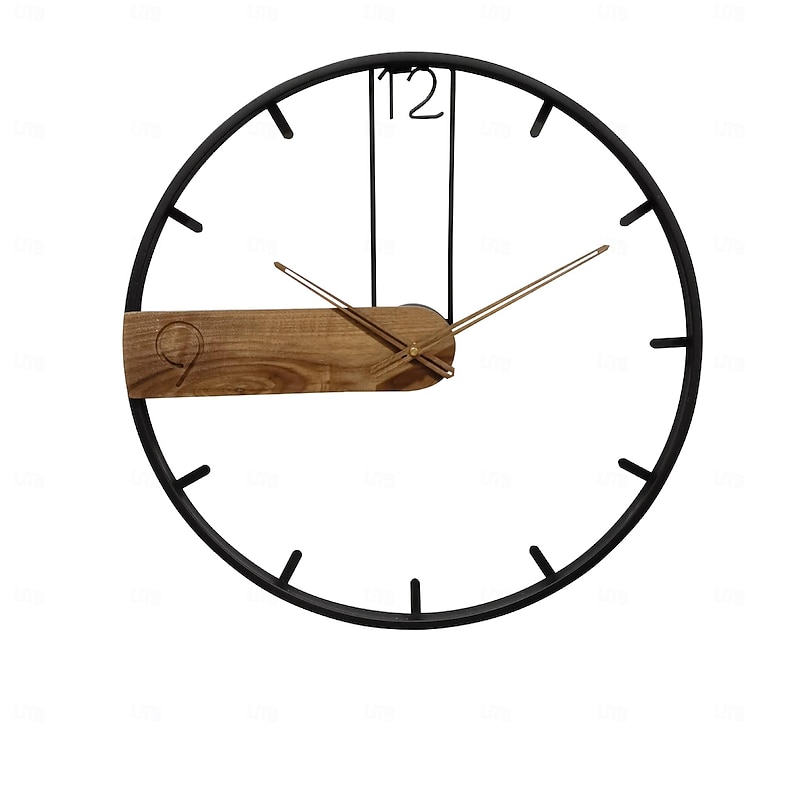 Wall Clock Metal Walnut Pointer Retro Simple Creative Light Luxury Nordic Wall Clock Home Kitchen Office Classroom School 53 60 cm4