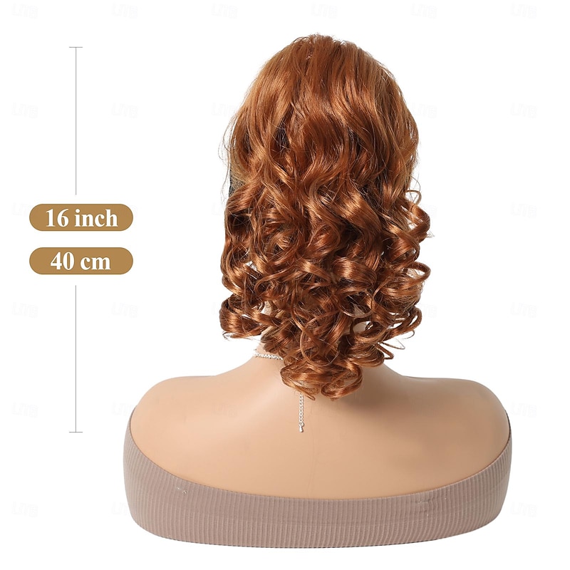 Drawstring Ponytails Women / Classic / Easy dressing Synthetic Hair Hair Piece Hair Extension Curly / Loose Curl 16 inch Valentine's Day / Party Evening / Party / Evening4
