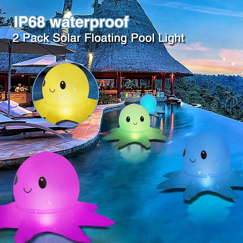 Solar Floating Pool Lights Solar Powered Waterproof Inflatable Octopus Light 16 Colors Inflatable Pond Light with Remote Control for Christmas Decoration Garden Wedding Party3