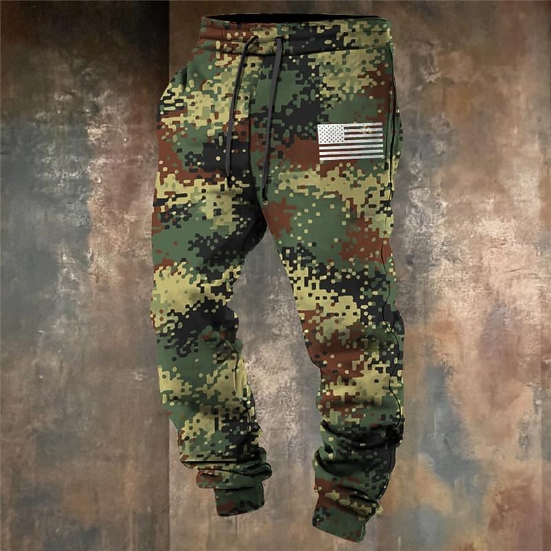 Camouflage Fashion 3D Print Men's Side Pockets Elastic Drawstring Design Sweatpants Joggers Pants Trousers Outdoor Sports & Outdoor Street Polyester Army Green Dark Green Green3