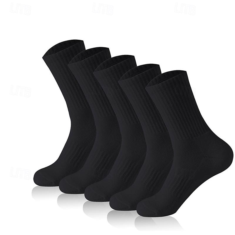 Men's 5 Pack Multi Packs Socks Crew Socks Running Socks Casual Socks Black White Color Plain Sports & Outdoor Casual Daily Basic Medium Spring Fall Fashion2