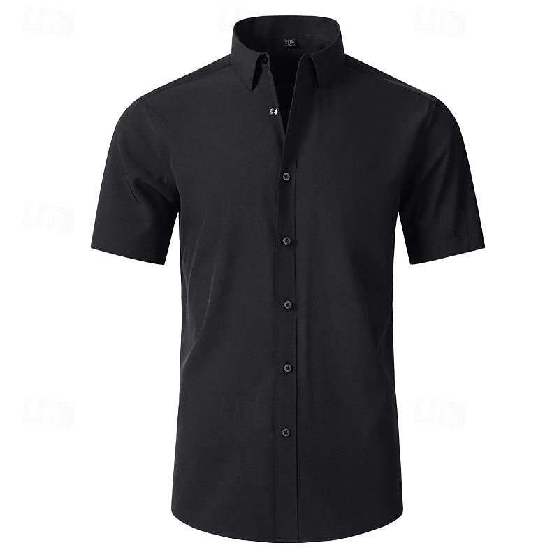 Men's Shirt Summer Shirt Casual Shirt Beach Shirt Button Up Shirt Black White Pink Wine Navy Blue Short Sleeve Plain Lapel Vacation Hawaiian Button-Down Clothing Apparel Polyester Fashion Casual3