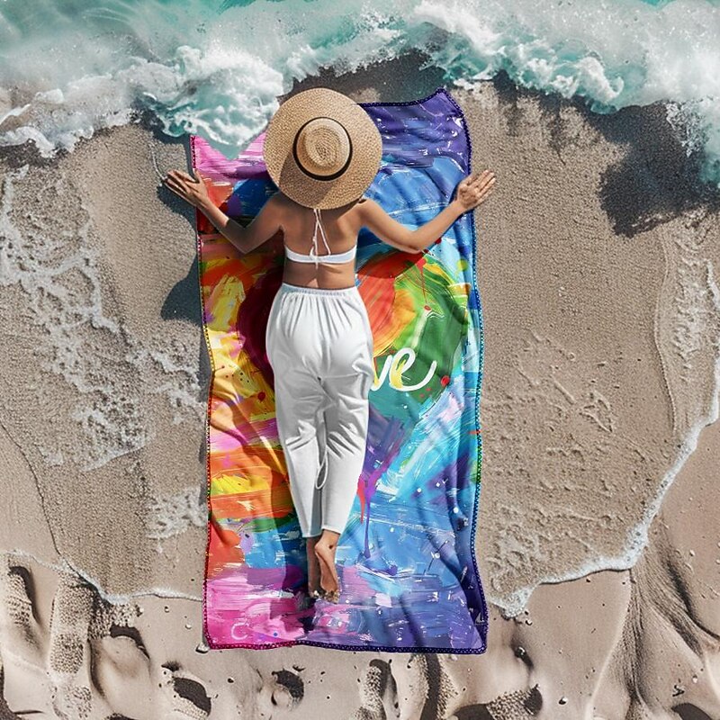 Beach Towel LGBT Love Series Large 3D Print Sea Pattern Towel Bath Towel Beach Sheet Blanket Classic 100% Micro Fiber Comfy Blankets3