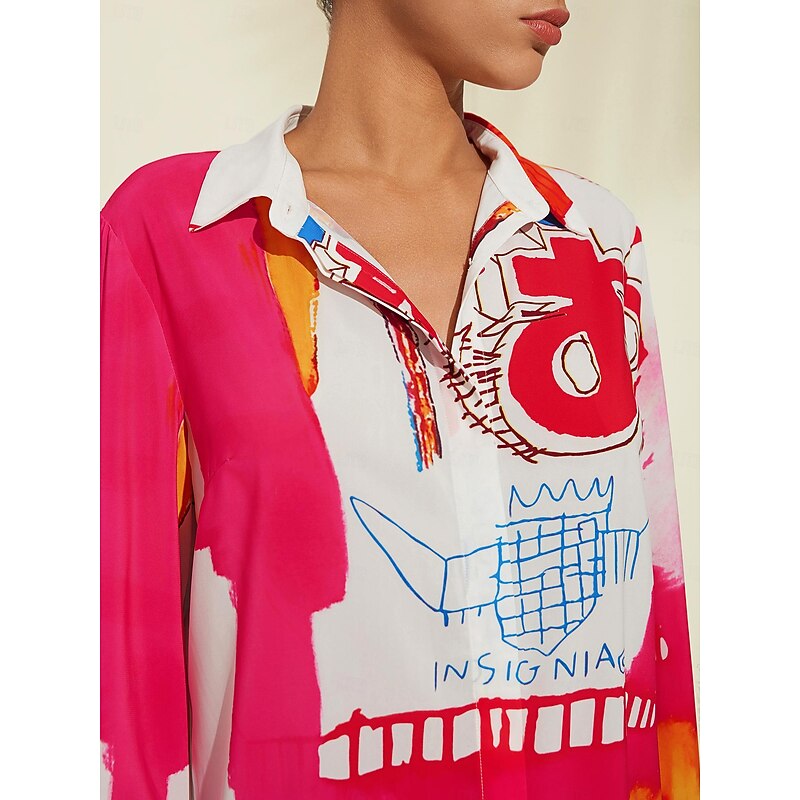 Graphic Print Long Sleeve Blouse2