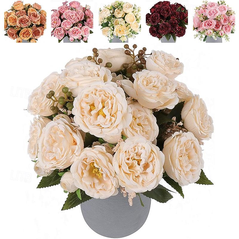 Artificial Peonies 5-head Silk Artificial Flower Bouquet Rose Silk Flower Artificial Flower Daisy Home Decoration Flower