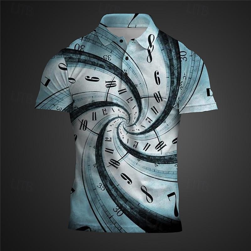 Men's Graphic Polo Shirts Golf Shirt Short Sleeve Polo Shirts Collared Shirts Casual Vacation Wear Rave Wear Party Outfits Buttons 3D Print Summer Blue Khaki3