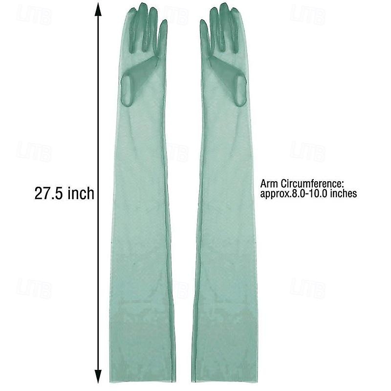 Aislor Women's Long Tulle Gloves Sheer Wedding Bridal Gloves Elbow Length Opera Party Gloves2