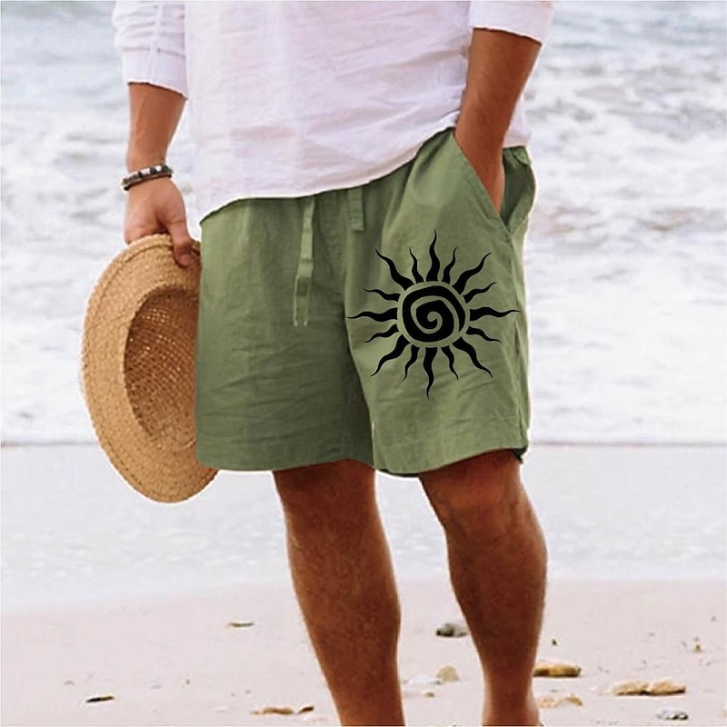 Men's Indian Culture Shorts Summer Shorts Beach Shorts Mid Waist Hawaiian Casual Holiday St. Patrick's Day Drawstring Elastic Waist Print Designer Clothing Apparel