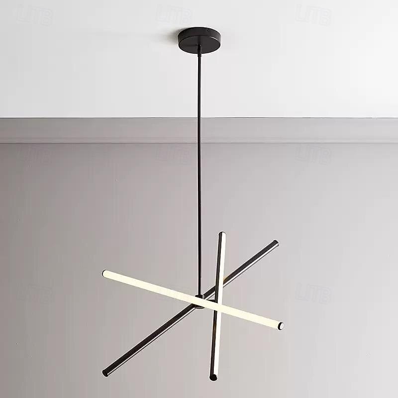 Chandeliers LED Sputnik Chandelier Dia68CM Aluminum Frame Black Painted Finishes for Living Room Bedroom Coffee Bar Warm WhiteWhite Light4