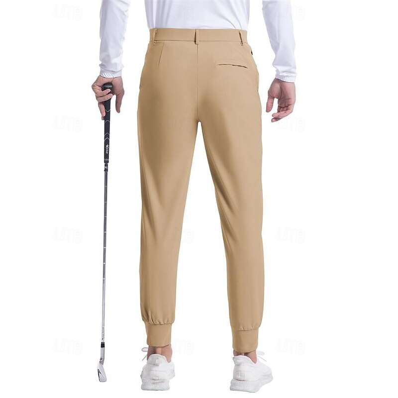 Men's Golf Pants Trousers Casual Pants Buttons Pocket Elastic Cuff Plain Comfort Sports Outdoor Daily Fashion Casual Dark Brown ArmyGreen Micro-elastic3