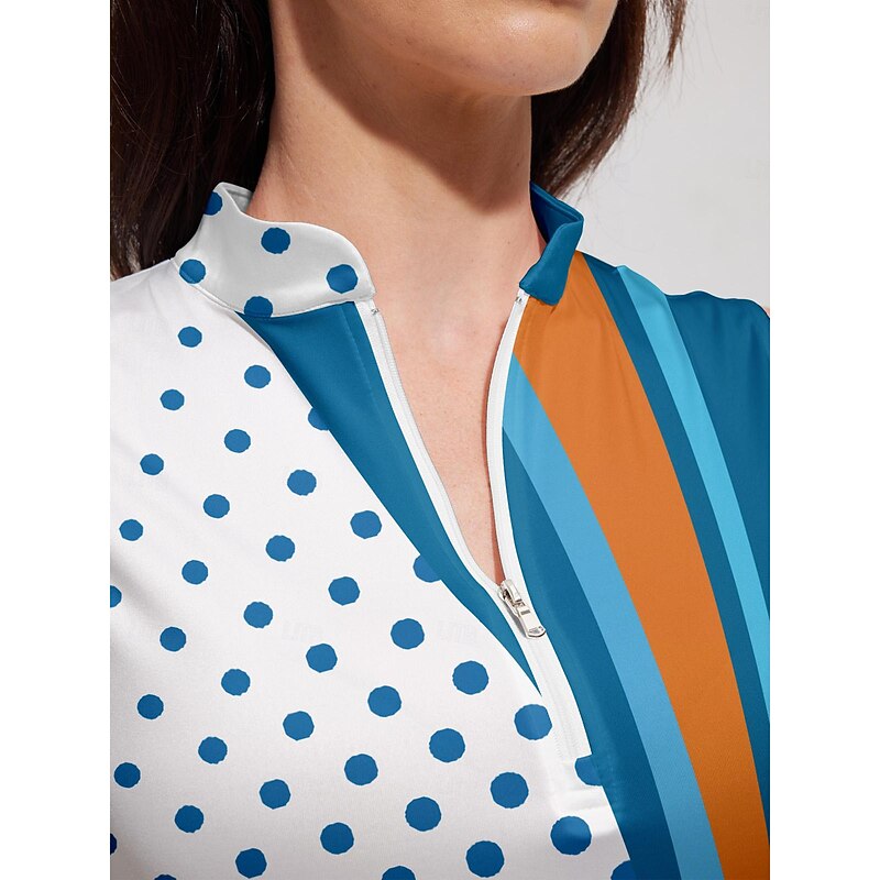 Women's Golf Dress Blue Sleeveless Sun Protection Tennis Outfit Polka Dot Ladies Golf Attire Clothes Outfits Wear Apparel3