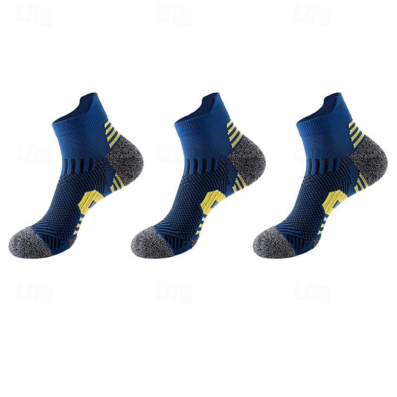 Men's 3 Pack Multi Packs Socks Ankle Socks Running Socks Casual Socks Black White Color Color Block Sports & Outdoor Casual Daily Basic Medium Spring Fall Fashion4