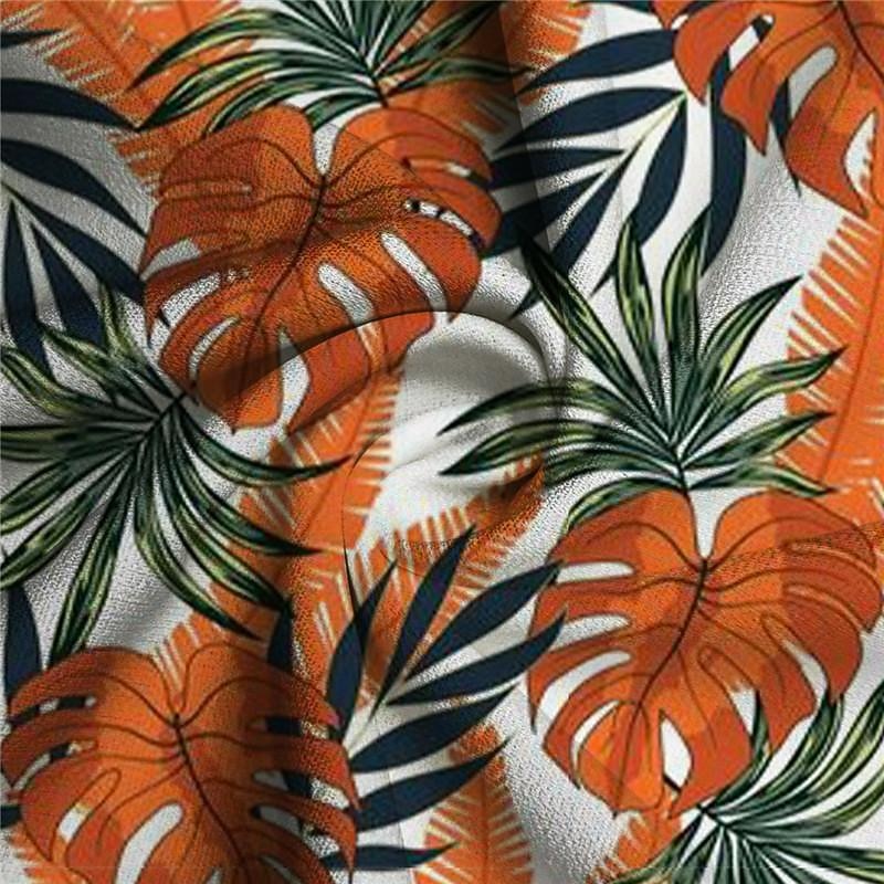 Men's Leaf Tropical Tropical Plants Shirt Summer Hawaiian Shirt Aloha Shirt Short Sleeve Shirt Turndown Vacation Hawaiian Resort Style Outdoor Vacation Beach Blue Fuchsia Orange S M L3