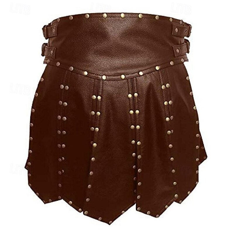 Retro Vintage Medieval Renaissance Skirt Armor Kilts Pirate Viking Shieldmaiden Fancy Dress Men's Halloween Carnival LARP Adults Skirt4