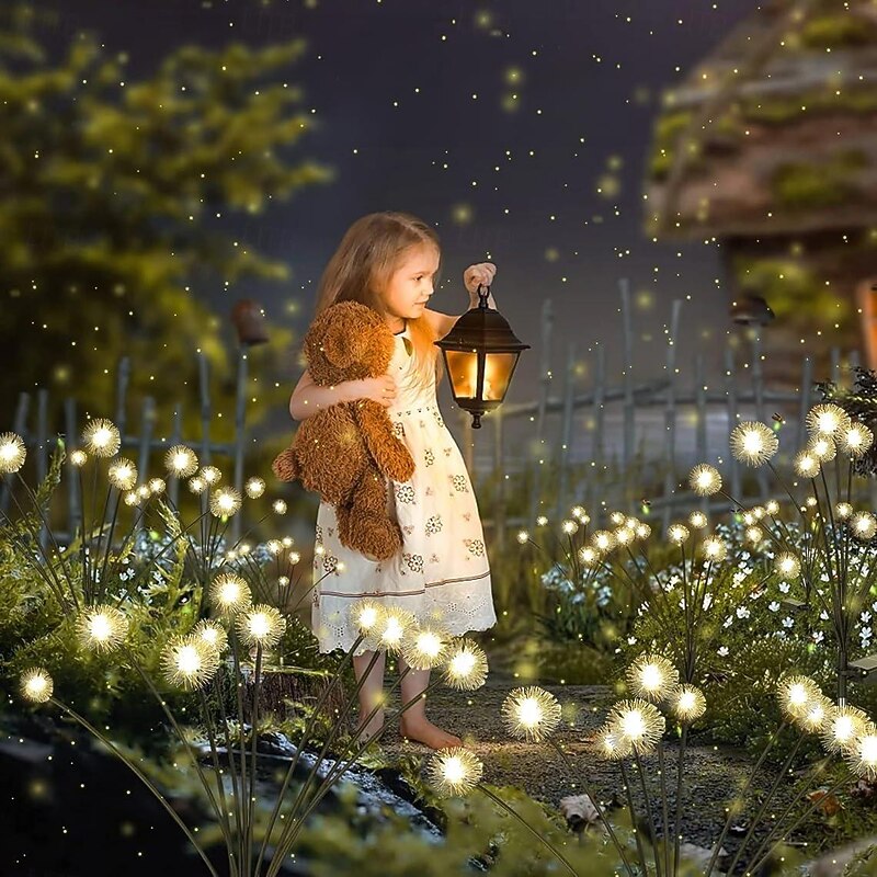 2pcs Solar Garden Swinging Light Solar Powered Dandelion Light 6/8LED Outdoor IP65 Waterproof Patio Light Path Landscape Outdoor Walkway Decoration Lamp4