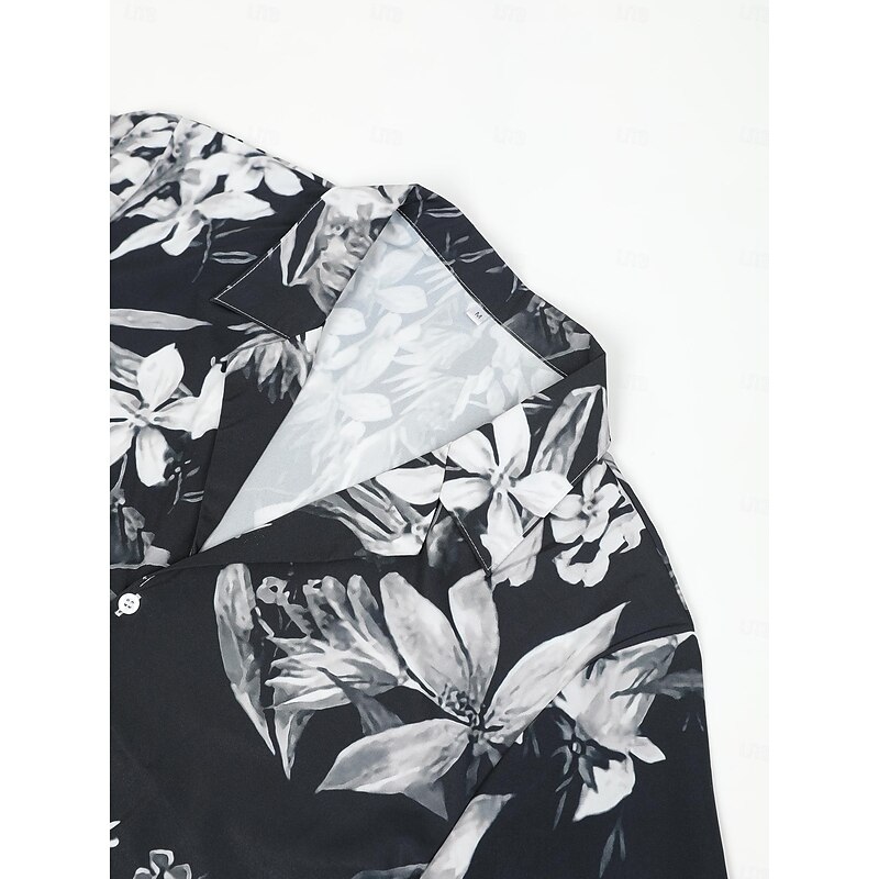 Men's Floral Shirt Camp Collar Shirt Short Sleeve Fashion Designer Casual Outdoor Casual Daily Spring & Summer Turndown Button-Down Black White Yellow Blue Purple3