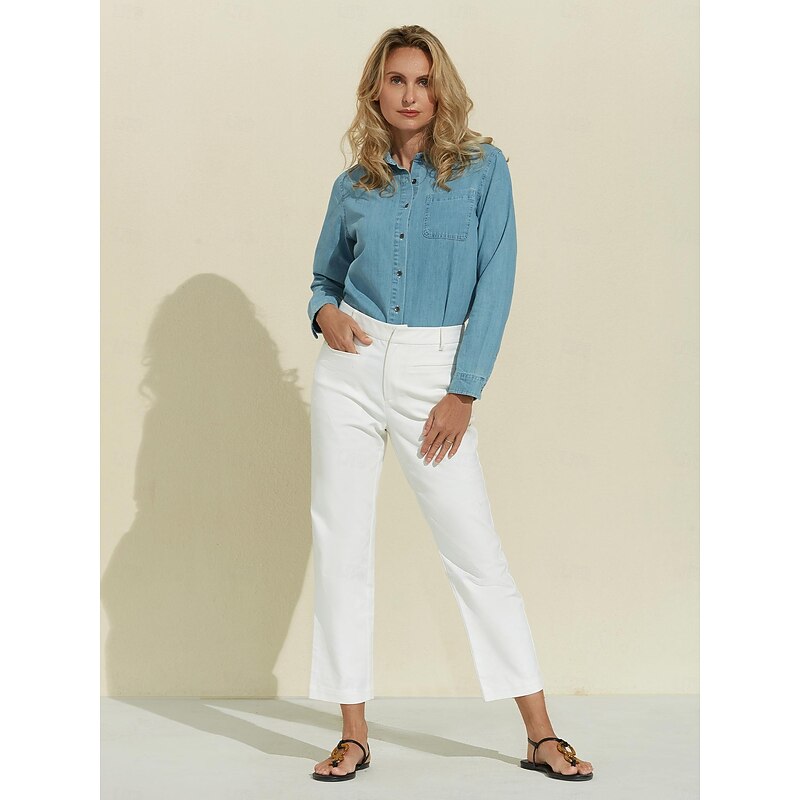 Women's White Pants White Cropped Pants3