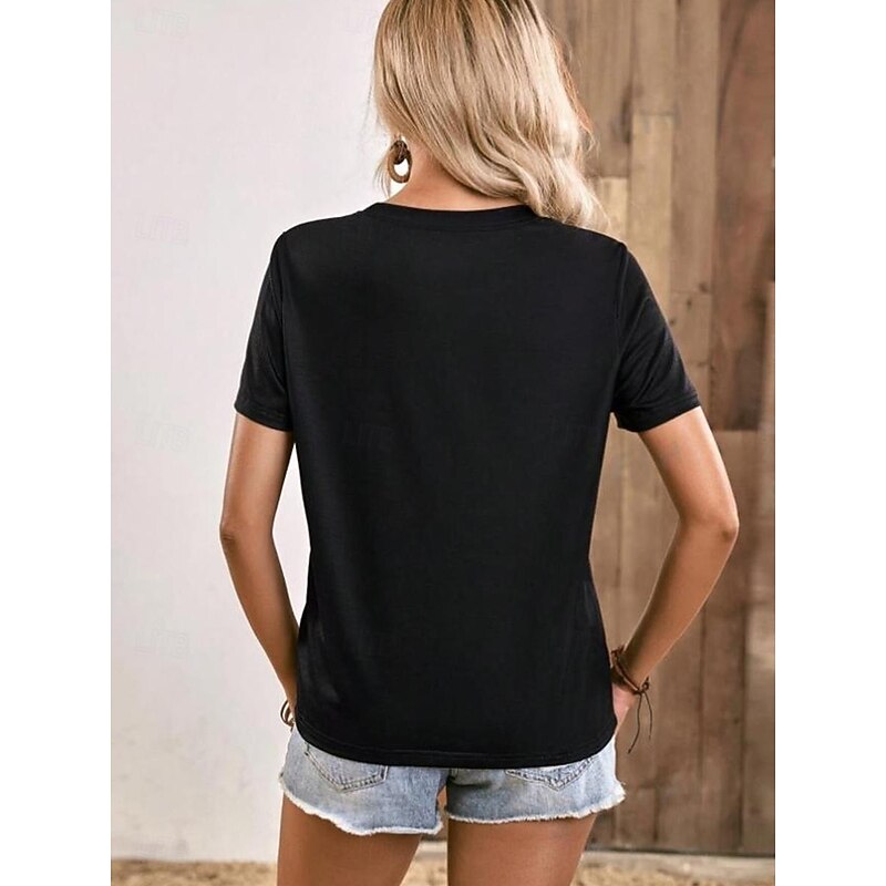 Women's T Shirt Graphic Fashion Hawaiian Short Sleeve Crew Neck Regular Tops Casual Weekend Print Black Summer2
