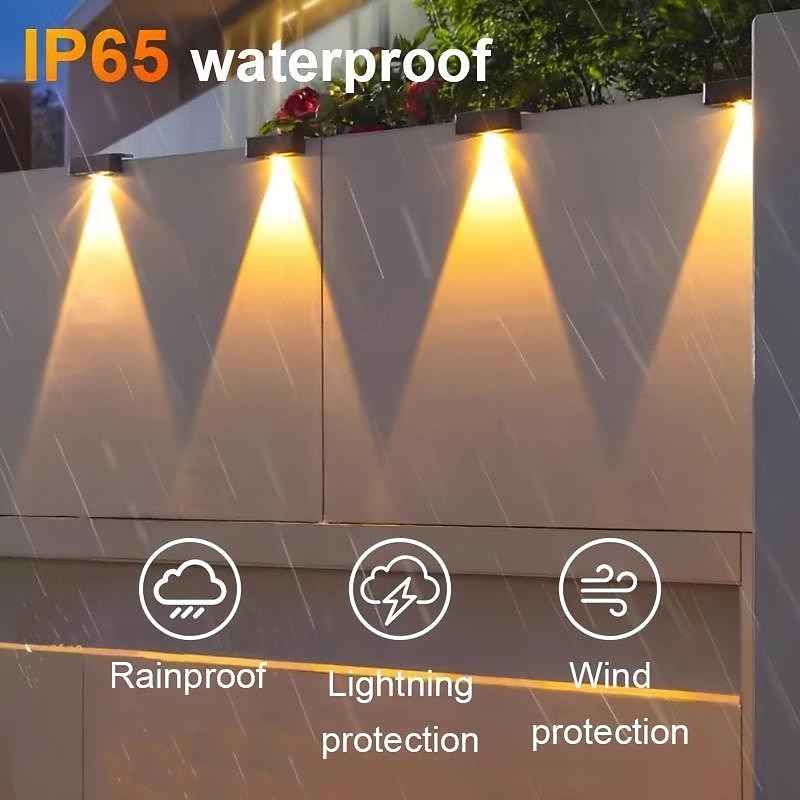 4/8 Pcs High brightness solar waterproof wall lamp, courtyard garden fence decorative wall lamp2