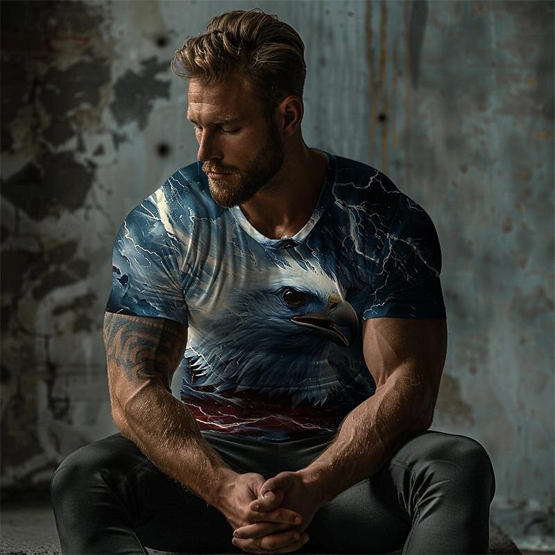 Men's Graphic Animal Eagle T Shirt Tee Top Short Sleeve T shirt 3D Print Crew Neck Shirt Designer Retro Vintage Casual Sports Outdoor Holiday Going out Yellow Red Royal Blue Spring & Summer Clothing2