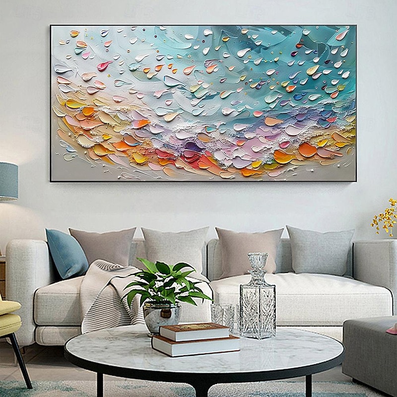 Handmade sea wave Oil Painting Hand Painted pattle knife painting Horizontal Abstract Landscape Contemporary art seascape painting Modern Rolled Canvas (No Frame)2