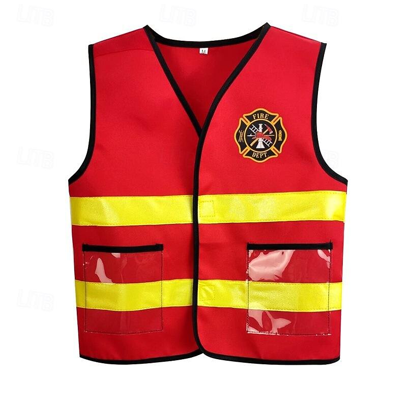 Boys Girls' Fireman Cosplay Costume Outfits For Masquerade Cosplay Kid's Vest Hat2