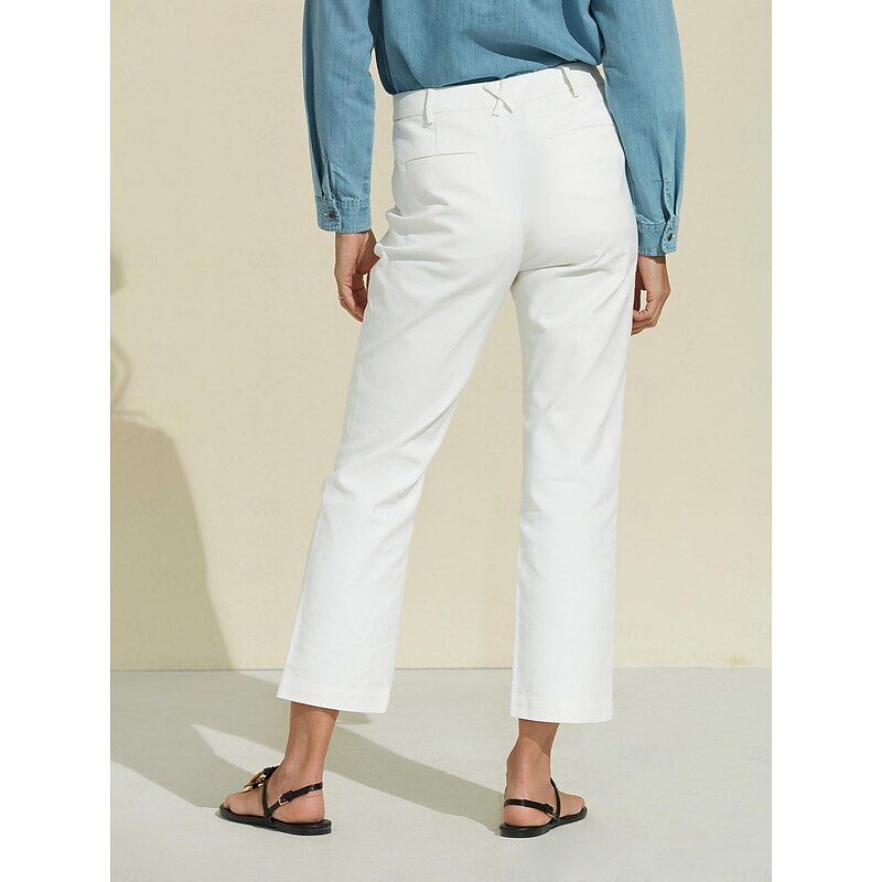 Women's White Pants White Cropped Pants2