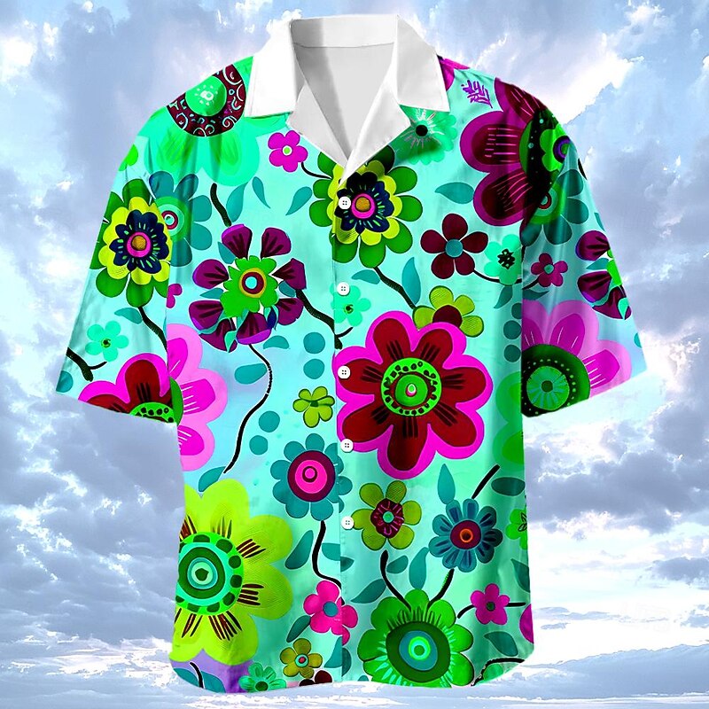Men's Floral Print Tropical Flowers Shirt Summer Hawaiian Shirt Aloha Shirt Shirt Cuban Collar Vacation Fashion Hawaiian Outdoor Street Causal Yellow Orange Green S M L4