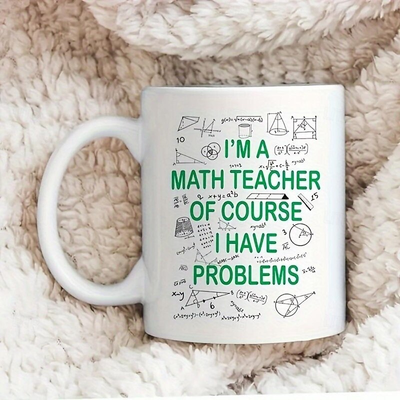 1pc Math Teacher Coffee Mug Ceramic Coffee Cups Water Cups Summer Winter Drinkware Birthday Gifts Holiday Gifts New Year Gifts Valentine's Day Gifts