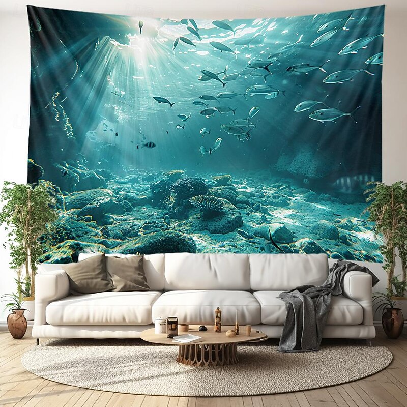 Undersea Landscape Hanging Tapestry Wall Art Large Tapestry Mural Decor Photograph Backdrop Blanket Curtain Home Bedroom Living Room Decoration2