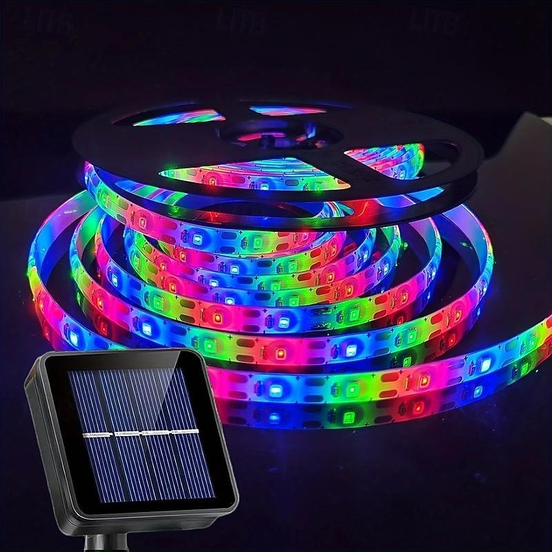 1pc Solar Outdoor Strip Light 5M-300Leds Solar Waterproof Strip Light for Outdoor Courtyard Fences Garden Decoration Tree Lights3