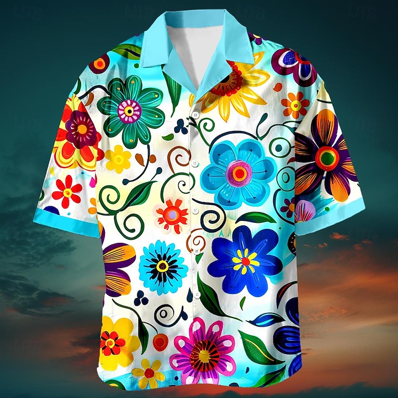 Men's Floral Print Tropical Flowers Shirt Summer Hawaiian Shirt Aloha Shirt Shirt Cuban Collar Fashion Designer Casual Outdoor Street Causal Blue Purple Green S M L