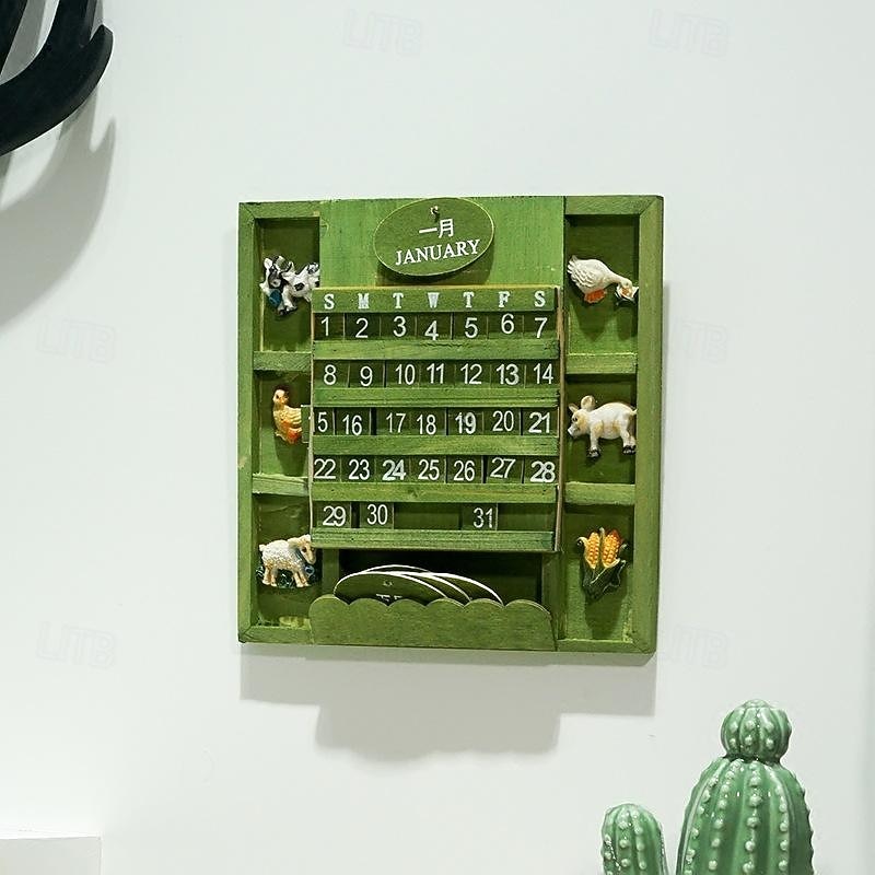Wall Decoration Wall Hanging Groceries Creative Bilingual Perpetual Calendar Can Be Hung Wooden Manual Calendar Crafts