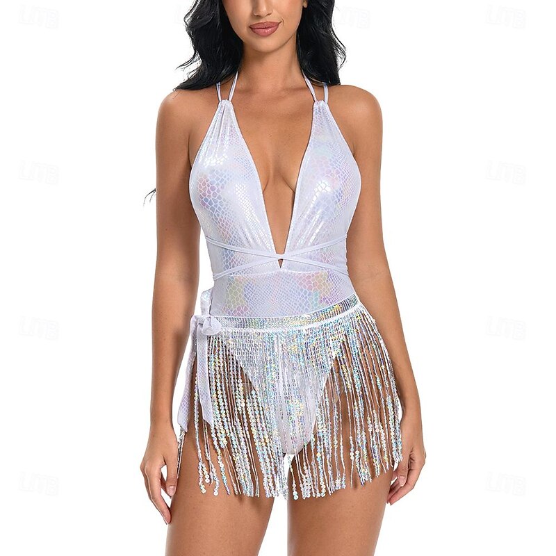 Dance Costumes Exotic Dancewear Pole dance Leotard / Onesie Hollow-out Pure Color Splicing Women's Performance Training Sleeveless High Polyester3