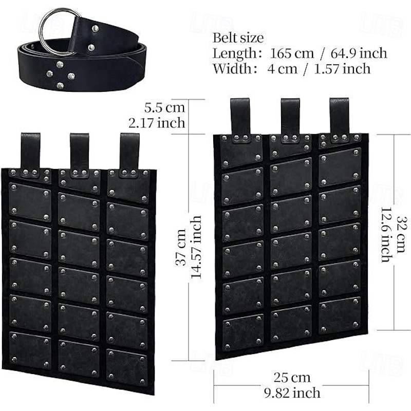 Punk & Gothic Medieval Renaissance Skirt Waist Belt Warrior Viking Ranger Archery Solid Colored Fancy Dress Men's Viking Halloween Carnival Masquerade Masquerade LARP Ren Faire Adults' Skirts4