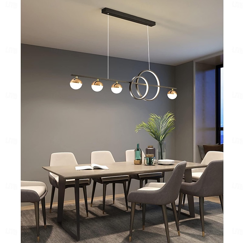 Kitchen Island Light/Lighting Over Table 80/95/120cm Farmhouse Lighting Fixtures Ceiling Hanging Pendant Modern Linear Chandelier with Clear Glass Globe Shade for Dining Room 110-240V4